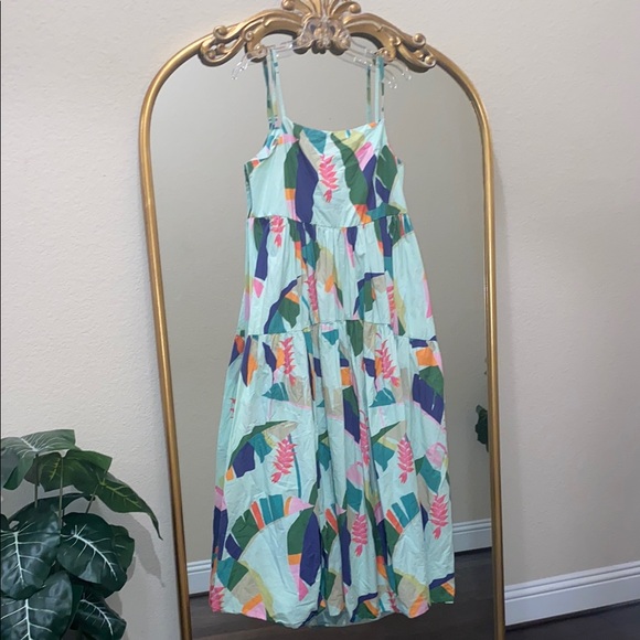 Farm Rio For Anthropologie Square Neck Apron Tie-Back Maxi Dress Size L - Picture 8 of 16